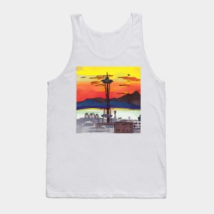 Stunning, intense red Seattle Sunset during wildfires in Canada Tank Top